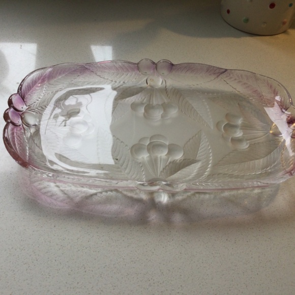 12 x 7 Antique Pink Glass Serving Dish - Picture 4 of 5
